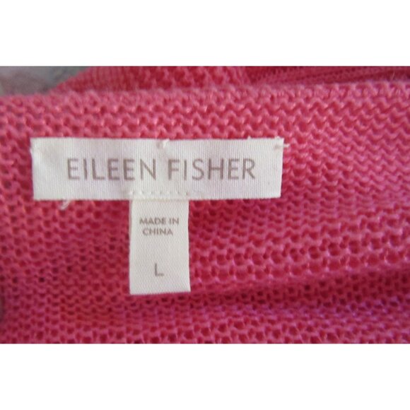 Eileen Fisher Pink 3/4" Sleeves Pullover Linen Sweater Size Large - Picture 5 of 5